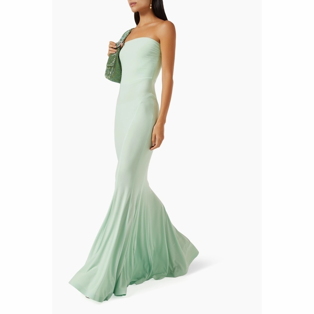 Norma Kamali Strapless Fishtail Gown Seafoam